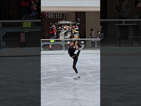 Working on her #Biellmann spin  #biellmannspin #figureskating #iceskating #kidsactivities#kidssports