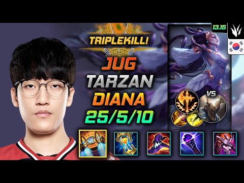 Diana Jungle Build Tarzan Hextech Rocketbelt Conqueror - LOL KR Master Patch 13.15