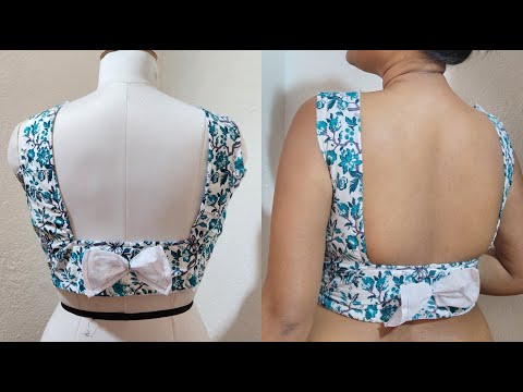 Deep Square Back Neck Blouse Cutting and Stitching
