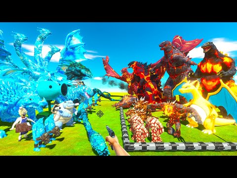 Rescues Volcano Monsters and Fights Biggest Ice Monsters in Jurasic - Animal Revolt Battle Simulator