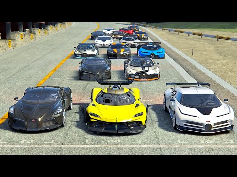 Koenigsegg Tornado Concept vs Bugatti Hypercars - Drag Race 20 km