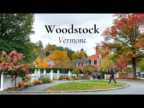 [4K] 🇺🇸 Fall Colors of Woodstock, Vermont: A Picturesque Little Town in New England 🍁🍂 Oct. 2024