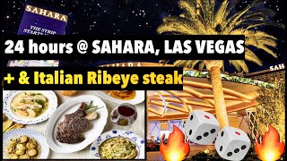 I Stayed at the Cheapest Room @Sahara in LAS VEGAS With STEAK 🔥 #vegascasino #vegaseats