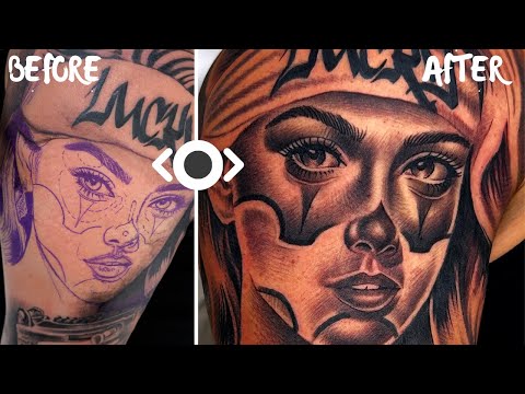 HOW TO TATTOO - Chicano Girl Face Full Process!