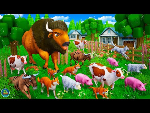 Farmyard Heroes: Giant Monster Bison vs Farm Animals Unity | Cow Buffalo Sheep Dog Cat Hen Pig