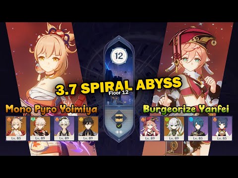 Mono Pyro C0 Yoimiya & Burgeorize C6 Yanfei | 3.7 Spiral Abyss Full Star Gameplay | Genshin Impact