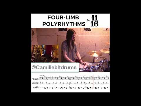 Camille Bigeault playing a 4 way polyrhythm