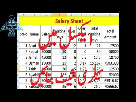 How to create a Salary Sheet in excel with Formula | Urdu Excel Tutorial | Lunar Computer College