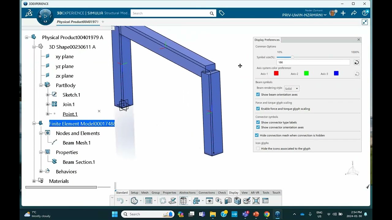 Tutorial 1, Modal Analysis of a Shear Frame Structure Beam B31 and Lumped MassTransition from ABAQUS