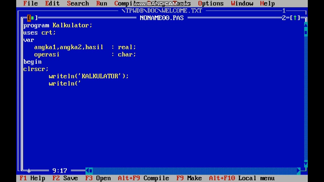 PROGRAM KALKULATOR MENGGUNAKAN BAHASA PEMROGRAMAN PASCAL #pascal #program #pemula