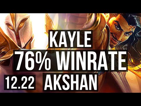 KAYLE vs AKSHAN (TOP) | 76% winrate, Rank 12 Kayle | TR Master | 12.22