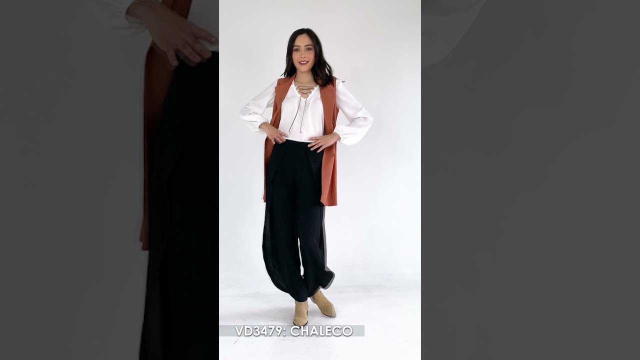 LVYOU:2112:VD3479: CHALECO LARGO CON BOLSAS OCULTAS AL COSTADO CAFE