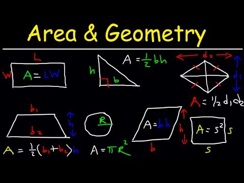 Area of a Rectangle, Triangle, Circle & Sector, Trapezoid, Square, Parallelogram, Rhombus, Geometry