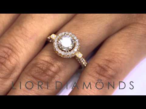 ER-0919 - 2.12 Carat F-VS1 Round Diamond Engagement Ring 18k Yellow Gold Vintage Style