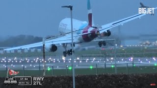 Planes struggling to land during Storm Nelson at Heathrow Airport