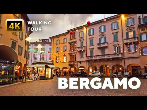 Bergamo City Center – 4K Walk in Winter