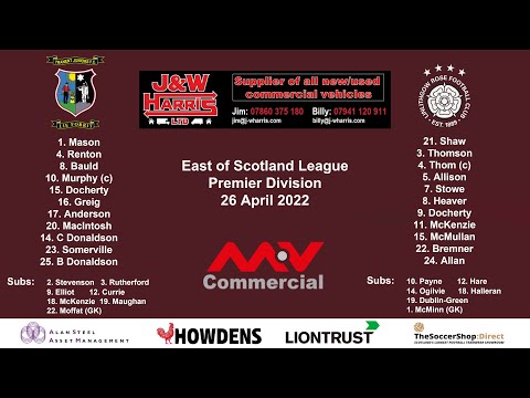 Tranent Juniors v Linlithgow Rose – 26 April 2022