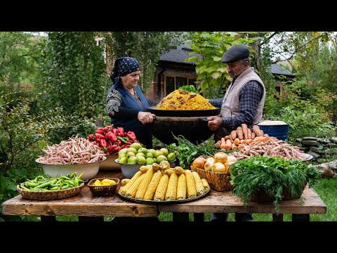 Village Pilaf — Cooking Beef and Vegetables over Fire 🔥🥩