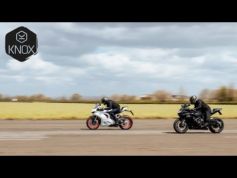 Ducati Panigale V2 vs Suzuki GSXR 750 - Airfield drag race | Knox armour