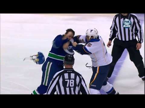 Ryan Reaves vs Aaron Volpatti fight Feb 17 2013 St. Louis Blues vs Vancuver Canucks NHL Hockey