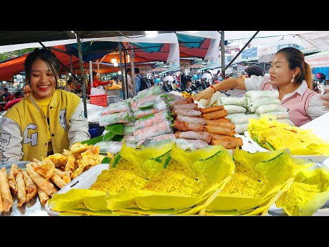 Cambodia Best Street Food Collection! Yellow Pancake, Spring Roll, Beef Noodle Soup, Rice Noodle