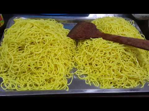 Fried Noodle With Pork And Vegetables - Yummy Fast Food In Family Video