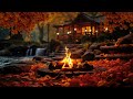 Cozy Autumn Night Ambience 🔥🍁 Crackling Campfire And Night Nature Sounds for Sleep, Relax And Study