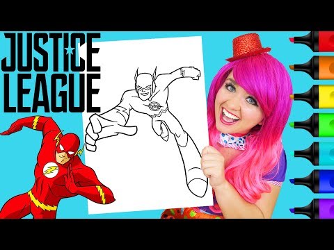 Coloring The Flash Justice League Coloring Page Prismacolor Colored Paint Markers | KiMMi THE CLOWN Video