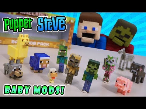 Puppet Steve - Minecraft, FNAF & Toy Unboxings - Minecraft BABIES?! BABY Mobs & Animals Packs Jazwares Action Figures Wave 3.4 Toy Unboxing