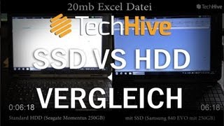 Video thumbnail for Praxisvergleich einer Festplatte mit einer SSD (Samsung 840 Evo mit 250GB) by TechHive