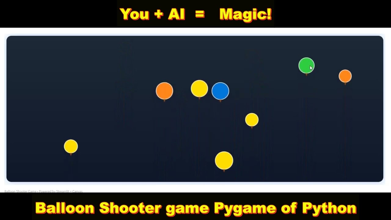 Balloon Shooter | Click on the flying balloons  Pygame of Python | Just Copy/Paset/Save/Run