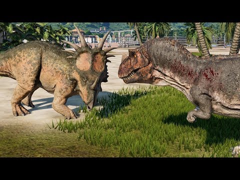 Sinoceratops, Styracosaurus & 2 Ceratosaurus Breakout & Fight! Jurassic World Evolution (4K 60FPS)
