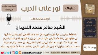 صورة هل على الأرض الزراعية المؤجرة زكاة وهل الزكاة على صاحب الأرض أم على من يعمل بها؟  الشيخ اللحيدان