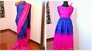 Convert Old Saree Into Long Gown Dress  DIY TAMIL