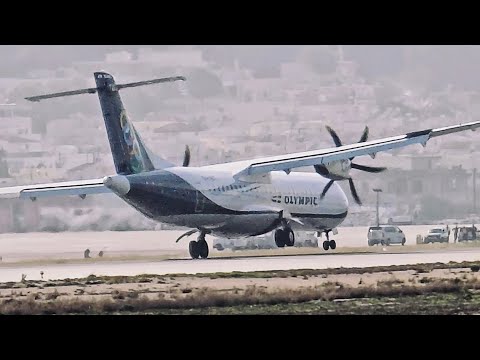 OLYMPIC AIR ATR-72 last moment crosswind landing | RHODES | 22.01.2026