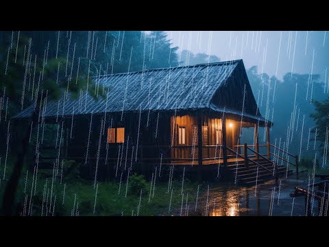 Sleep Hypnosis to Sleep Soundly in 3 Minutes with Heavy Rain & Loud Thunder on Tin Roof at Night