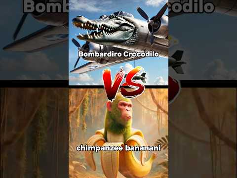Bombardiro Crocodilo 🐊 VS Chimpanzee Bananini 🐵🍌 Itanlian  Characters .#character #fight #aniamls
