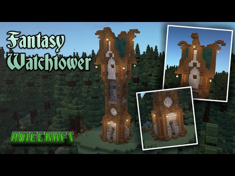 AdieCraft - Fantasy WATCHTOWER Tutorial - How to build a Fantasy Tower in Minecraft - Medieval Tower Minecraft