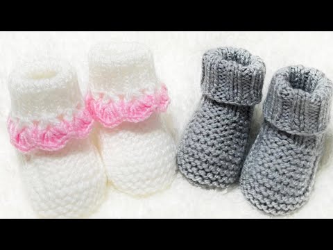Super Easy knit baby booties or baby shoes various sizes EASY KNIT PATTERN
