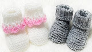 Super Easy knit baby booties or baby shoes various sizes EASY KNIT PATTERN