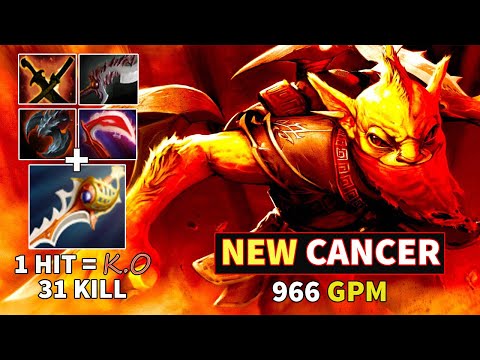 Cancer Bounty Hunter 1 hit K.O with Divine Rapier | Amazing 966 GPM - Dota 2
