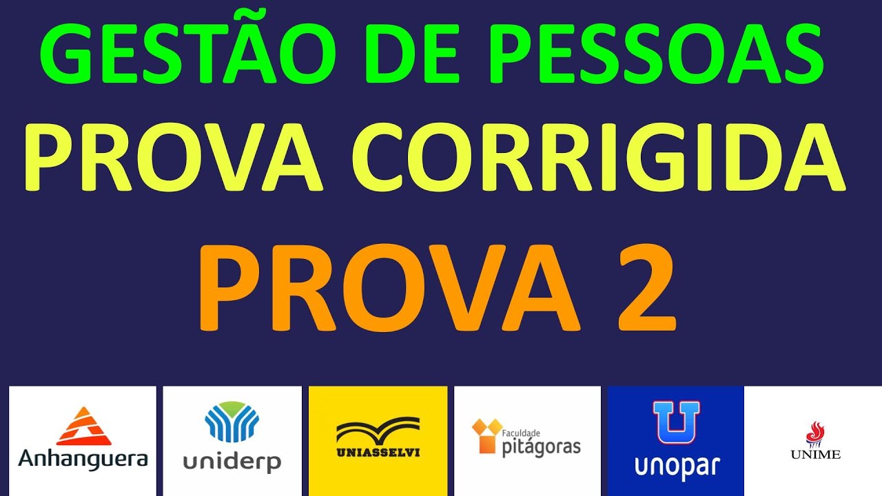 PROVA DE GESTÃO DE PESSOAS DA UNIVERSIDADE UNOPAR E ANHANGUERA #prova2