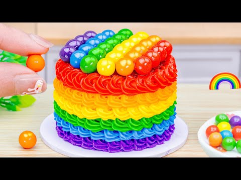 💞Rainbow Ice Cream Ideas💞How To Make Limited Rainbow Buttercream Cake🌈HT Mini Cakes