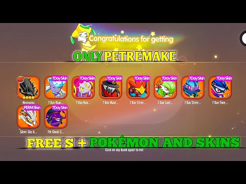 FREE S + POKÉMON AND SKINS GIFT CODE IN PETREMAKE 🤯 || FREE POKÉMON GIFT CODE 🎁