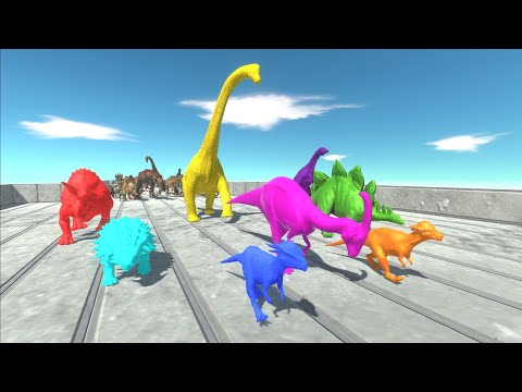 Race to eat Neon Herbivore Dinosaurs - Animal Revolt Battle Simulator