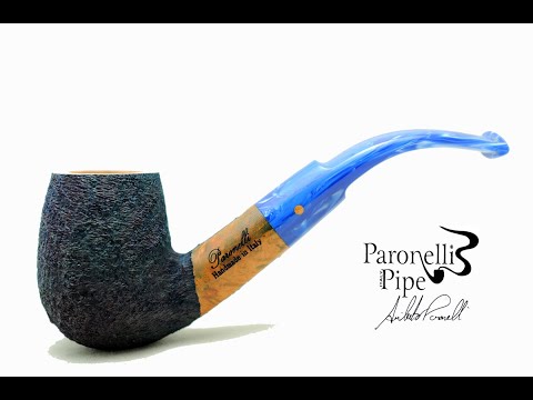 Pipa Paronelli radica curva 9mm rusticata night blue fatta a mano - www.paronellipipe.com