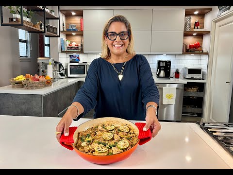 Pollo al limón con pasta orzo