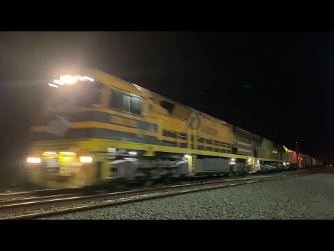 Down 7MP1 Aurizon container train with GWU015 ACD6055 G535 and CrewCar at Gheringhap loop 5/4/2025
