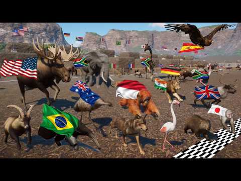 BIG RACE 80 Animals from 16 Countries in The Animal Race Tournament Planet Zoo Included Lion, Tiger