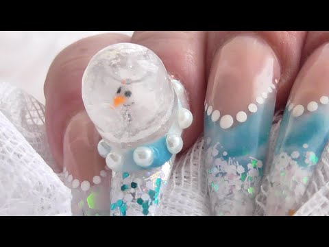 FROSTY SNOWMAN SNOW GLOBE ACRYLIC NAILS - Collab with Sophie's Bespoke Nails | ABSOLUTE NAILS Video
